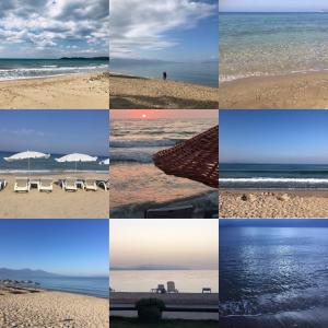 un collage de fotos de la playa y el océano en Kuşadası Tatil Evi, en Soğucak