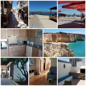 a collage of photos of a kitchen and a beach at Casa do carmo N 10 in Olhão