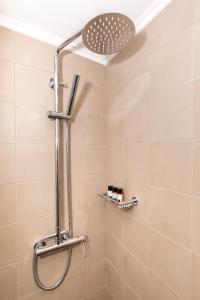 a shower with a shower head in a bathroom at Suite Christina in Symi