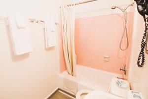 a bathroom with a toilet and a shower at Royal Grove Waikiki in Honolulu