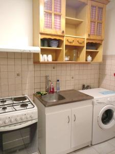 a kitchen with a sink and a washing machine at Appartement de 2 chambres avec vue sur la ville et wifi a Clermont Ferrand in Clermont-Ferrand