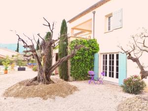 una casa con un albero di fronte di Le mas christine a Buis-les-Baronnies