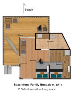 a floor plan of a tiny house at Longtail Beach Resort in Thong Nai Pan Yai