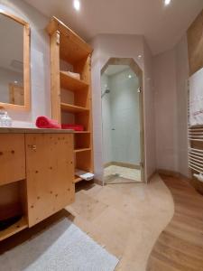 a bathroom with a shower and a walk in closet at Landhaus Armstorfer in Puch bei Hallein +39 photos