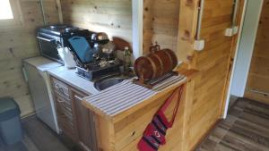 a small kitchen with a sink and a microwave at STARA PRUGA JAZ in Višegrad