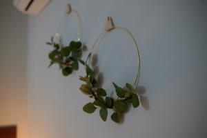 a potted plant is hanging on a wall at Pokoje Bakos Radocza in Radocza