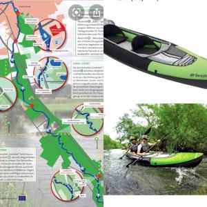 a page of a brochure with a person in a kayak at Erlebnis-Ferienhof Reekenfeld in Barßel