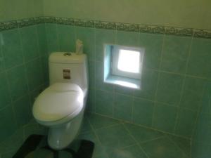 a bathroom with a toilet and a window at Solnyshko Apartment VIP2 in Chok-Tal