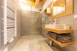 La salle de bains est pourvue d'un lavabo et d'une douche. dans l'établissement Reidenhof, à Sesto