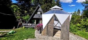 a small house with a glass dome at Osada pod Beskidem- chatki całoroczne in Szczyrk