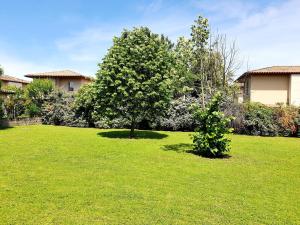 un cortile verde con un albero e una casa di Charmant appartement avec terrasse et jardin au calme Proche Bus Métro a Tolosa