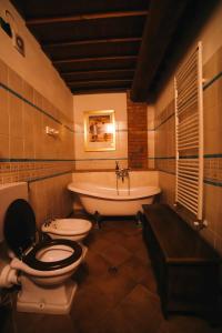 a bathroom with a toilet and a bath tub at Borgo 7 TigliAppartamento a Montepulciano n1 in Montepulciano