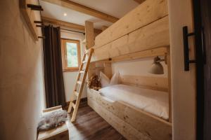 a room with a bunk bed and a ladder at Chalet Passeier - RIVER in Saltusio