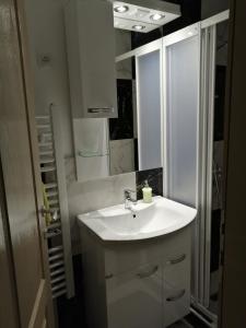 a bathroom with a white sink and a mirror at Duh Zlatara in Nova Varoš
