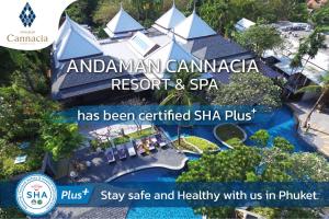 卡塔海灘的住宿－Andaman Cannacia Resort & Spa - SHA Extra Plus，为安达曼坎帕尼亚度假村和Spa中心做广告