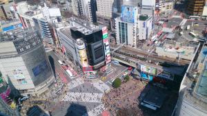 an overhead view of a busy city with buildings at Shibuya Excel Hotel Tokyu in Tokyo