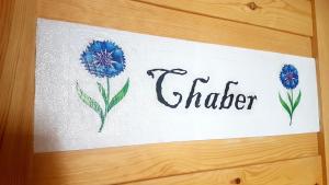 eine Zeichnung blauer Blumen auf einem Stück Papier in der Unterkunft Dziewanna in Brzeziniec