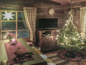 KivitaipaleにあるHoliday Home Villa tuulentupa by Interhomeのリビングルーム(クリスマスツリー、テレビ付)