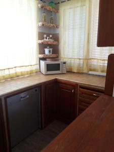 a kitchen with a counter with a microwave on it at Sole e relax in Pula