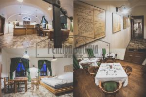 un collage de tres fotos de un restaurante en Penzion Šatlava, en Nové Město nad Metují