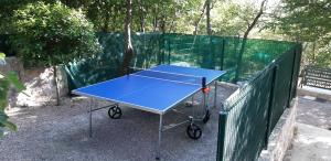 a blue ping pong table sitting next to a fence at Holiday Home Villa "Paradise Farm" in Crikvenica