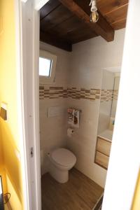 a small bathroom with a toilet and a sink at Casa Patrizia in Capodimonte