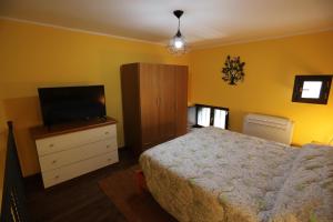 a bedroom with a bed and a flat screen tv at Casa Patrizia in Capodimonte