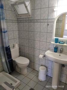 a bathroom with a toilet and a sink at Paradisos Kastellorizou in Meyisti