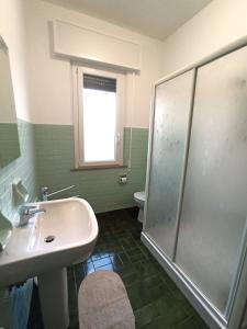 een badkamer met een wastafel en een douche bij Appartamento Dolcefarniente in Lucrezia