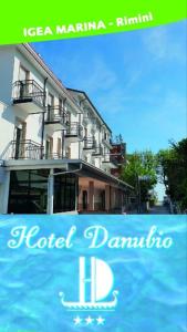 a hotel dmg sign in front of a building at Hotel Danubio in Bellaria-Igea Marina