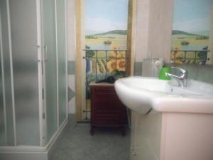 a bathroom with a sink and a shower at B&B Iris in Assisi