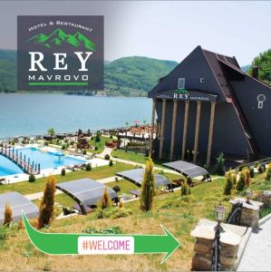 a view of a resort with a swimming pool at Rey Hotel in Mavrovo