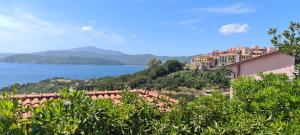 a view of a town and the water at La Perla del Golfo in Capoliveri
