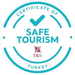 a logo for a safe tourism triagency at Maywood Hotel in Istanbul