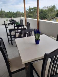 een tafel en stoelen op het dak bij Vila Duro in Golem