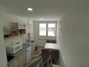 a kitchen with a table and some chairs in it at Fantastik in Bajina Bašta