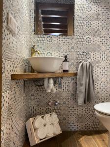 a bathroom with a sink and a toilet at Vivienda Vacacional Del Busto in Fresno