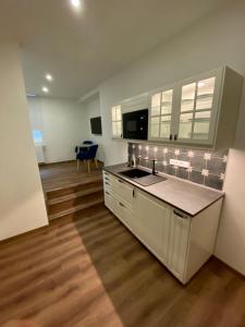 O bucătărie sau chicinetă la Apartmány V uličce Frymburk