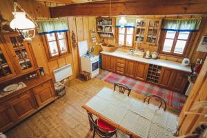 an overhead view of a kitchen in a cabin at Chata pod Rozsutcom in Terchová