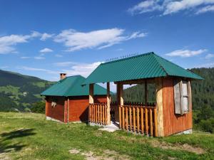 a small building with a green roof on a hill at Raković Katun - Biogradska gora accomodation in Berane