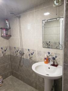 un bagno con lavandino e doccia di Strawberry a Borjomi