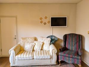 - un salon avec un canapé et une chaise dans l'établissement Hakone Villa, à Hakone