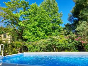 a swimming pool with trees in the background at Villa Carola in San Giuliano Terme