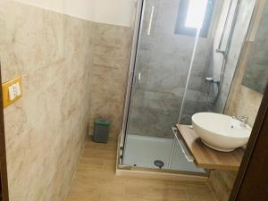 a bathroom with a sink and a shower at Fly House in Guagnano