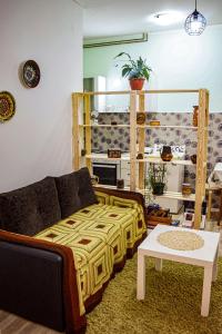 - un salon avec un canapé et une table dans l'établissement Apartmani Jelenković, à Negotin