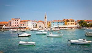 a group of boats in the water in a harbor at Apartment Lighthouse n3 in Fažana