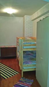 1 Schlafzimmer mit 2 Etagenbetten und einem Teppich in der Unterkunft Apartment in Zlarin with balcony, W-LAN, washing machine (3813-2) in Zlarin