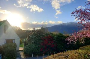 a house with a view of a mountain at Te Mahuru Retreat in Kaikoura