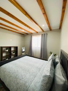 哥德普洛谷的住宿－Villa Macrina，一间卧室设有一张大床和一个窗户。