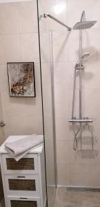 a shower in a bathroom with a sink and a shower at Apartment 4988-1 in Pula